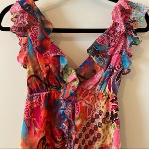 Floral plunge blouse